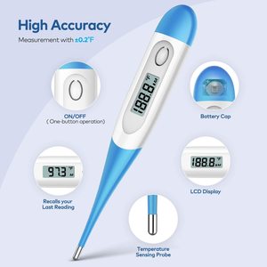 Thermomètre numérique médical électronique à lecture rapide, étanche, sans <span class=keywords><strong>mercure</strong></span>, à pointe flexible, haute précision 0,1°C, pour usage domestique - Product Image 4
