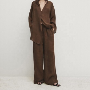 Nouveau design <span class=keywords><strong>pantalon</strong></span> doux en coton et <span class=keywords><strong>lin</strong></span> mélangé pour femmes, respirant, léger, <span class=keywords><strong>pantalon</strong></span> droit de <span class=keywords><strong>grande</strong></span> <span class=keywords><strong>taille</strong></span> - Product Image 3