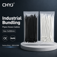 Attaches de câbles en nylon industriel 5x500mm, attaches autobloquantes robustes pour le regroupement de tuyaux, flexibles et câbles, utilisation en usine et en atelier