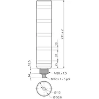 Colonne de signalisation SBT-RGB-R50-4B-B5, corps en aluminium, puissance de la lampe 6W, voyants LED à 4 segments, borne à vis, 18-30V, IP20, durable