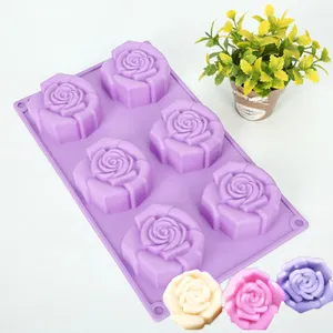Rose Mold 6 Cavities Cake Fondant Mould Tray Cake Decorating Tools BPA Free Silicone Making Cake Chocolate Muffin Pastry Cookies