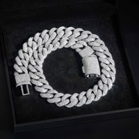 Chaîne cubaine Miami en laiton de 22 mm avec moissanite certifiée GRA, passe le testeur de diamants