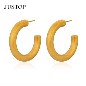 Trending Women's Geometric Hoop <b>Earrings</b> <b>Hook</b> Shape 18K Gold Plated Stainless Steel Hypoallergenic Waterproof <b>Earring</b> Charms - Product Image 3