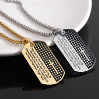 Collier géométrique en acier inoxydable doré avec pendentif croix militaire de 40 mm gravé pour hommes et femmes, idéal pour le quotidien et comme cadeau