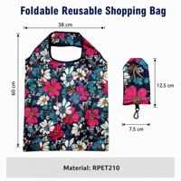 Tas Belanja Lipat Motif Kartun JLD Brand RPET210 Poliester dengan Pegangan Bahu, Portabel, Hadiah Promosi, Iklan, Grosir