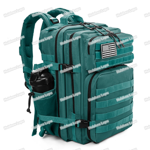 Custom Logo Waterproof Travel Fitness Sports Dark Green 45L Tactical Gym Meal Prep Management <strong>Backpack</strong> w Side Pocket - Product Image 2