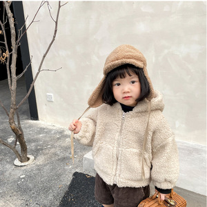 OEM inverno orso all'ingrosso neonate abbigliamento <span class=keywords><strong>pelliccia</strong></span> bambino bambini cappotti solido beige giacca outfit 301 - Product Image 3