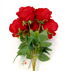 Prix de vente en gros nouveau design 9 têtes de roses en soie artificielle et bouquet de fausses roses colorées pour la décoration de mariage et d'événement - Product Image 5