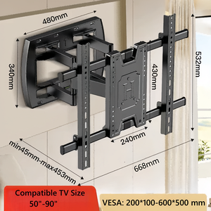 Supporto <span class=keywords><strong>TV</strong></span> Girevole da Parete per <span class=keywords><strong>TV</strong></span> 50"-90" <span class=keywords><strong>VESA</strong></span> 600*500mm, Staffa per <span class=keywords><strong>TV</strong></span> LCD LED, Vendita Diretta dalla Fabbrica - Product Image 1