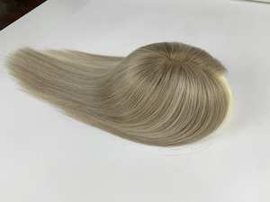 Cheveux humains balayage blond naturel européen Mini soie juive Topper pleine main attachée Base de soie Toupet pour les femmes blanches perte de cheveux - Product Image 3