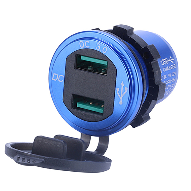 Mobile Digital Devices Power Chargers Metal USB Mobile Phone Quick Charger Adapter Dual Port Usb Car Charger With Voltmeter