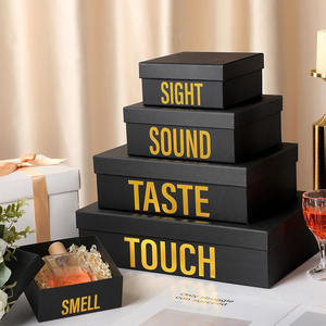 7999 elegante negro cinco sentidos cumpleaños apilamiento anidamiento Cajas de Regalo con tapas para marido novio Valentine Senses Cajas de Regalo - Product Image 3