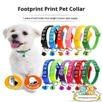 Collier universel réglable pour chien et chat avec clochette, pour petits/moyens chiens, en polyester et plastique, avec motif de patte de dessin animé, pour la promenade des chiens