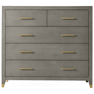 בית ריהוט חדר שינה ריהוט מותאם אישית shagreen-בולט עור מתכת ידית 5-מגירת שידת השידה עץ שולחן - Product Image 1