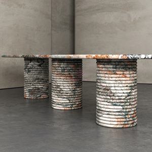 Mesa de comedor de mármol para las cuatro estaciones con base de anillos Mesa ovalada versátil Tres patas para el hogar, la Oficina y el <span class=keywords><strong>restaurante</strong></span> - Product Image 5