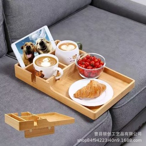 Bandeja de sofá de madera Yinchuang con compartimentos multifuncional para refrigerios, café, desayuno y cena - Product Image 3