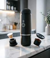 Machine à café expresso automatique portable rechargeable compacte 19 bars, contrôle de température stable, en acier inoxydable, pour voiture et hôtel