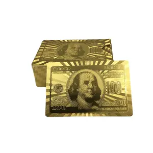 Mais novo projetado ouro folha jogando cartões personalizados PET plástico impermeável metal 24k Golden Foil Poker Cards