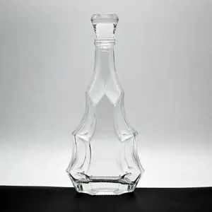 Kare boş mavi boya baskı 375ml 700ml 2 litre cin rom votka içecek likör ucuz vidalı cam şişe