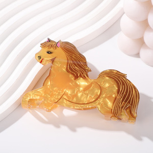 Pinza para el pelo de acrílico con diseño creativo de animales (oveja, ardilla, caballo) y garra de tiburón, elegante y moderna, para niños - Product Image 2