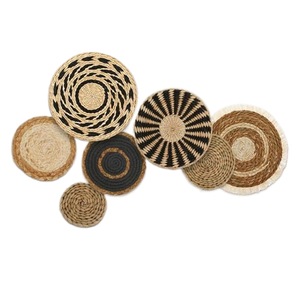 Panier <span class=keywords><strong>mural</strong></span> rond en rotin tressé style bohème, décoration murale suspendue tissée à la main, art <span class=keywords><strong>mural</strong></span> tressé pour salon, chambre à coucher, décoration de maison de style farmhouse - Product Image 5