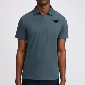 High Quality OEM Custom Logo Cotton Spandex Men's Polo T Shirts Flat Knit Collar Shirts