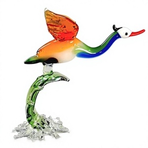 Escultura de Pato de Vidrio Soplado a Mano, Forma Irregular Colorida, Diseño Tradicional, Florero de Mesa para Decoración de Diwali y Bodas - Product Image 1