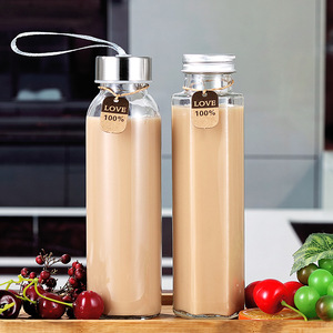 Bouteille en verre personnalisée de 150 ml, 200 ml, 250 ml, 350 ml, 500 ml, 1000 ml pour café pressé à froid, lait, thé, boisson, jus, bouteille de boisson de 16 oz avec couvercle - Product Image 1
