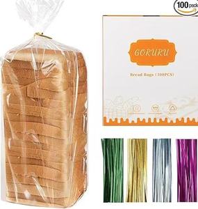 Bolsa retráctil de plástico PE transparente, reciclable y reutilizable, con asa de mano y grabado en relieve, para almacenamiento de pan, para panaderos caseros y propietarios de panaderías - Product Image 1