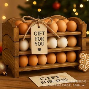 Wooden three-tier egg rack, stackable egg rack, <b>kitchen</b> countertop egg rack, refrigerator egg storage rack - Product Image 2