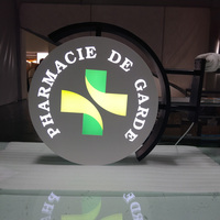 Kexian Enseigne Lumineuse LED Ronde Extérieure Personnalisable Double Face Imprimée pour Publicité Café / Magasin