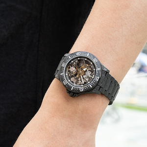 Orologi Meccanici Automatici da Uomo di Lusso, Edizione Limitata, con Cassa Rotonda in Fibra di Carbonio Forgiato, Quadrante <span class=keywords><strong>Nero</strong></span> e Lancette Luminose per Business - Product Image 1