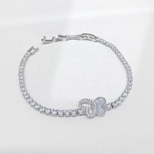 กำไลข้อมือเทนนิสแฟชั่นหรูหราเงินแท้ 925 ประดับเพชรทรงเรขาคณิตน่ารักสำหรับผู้หญิงและเด็ก ของขวัญฤดูร้อน - Product Image 5