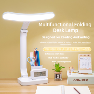 Modern Office Decorative Adjustable Operated Cordless Rechargeable Powered LED <b>Table</b> with Touch Control and Clock Alarm - Product Image 1