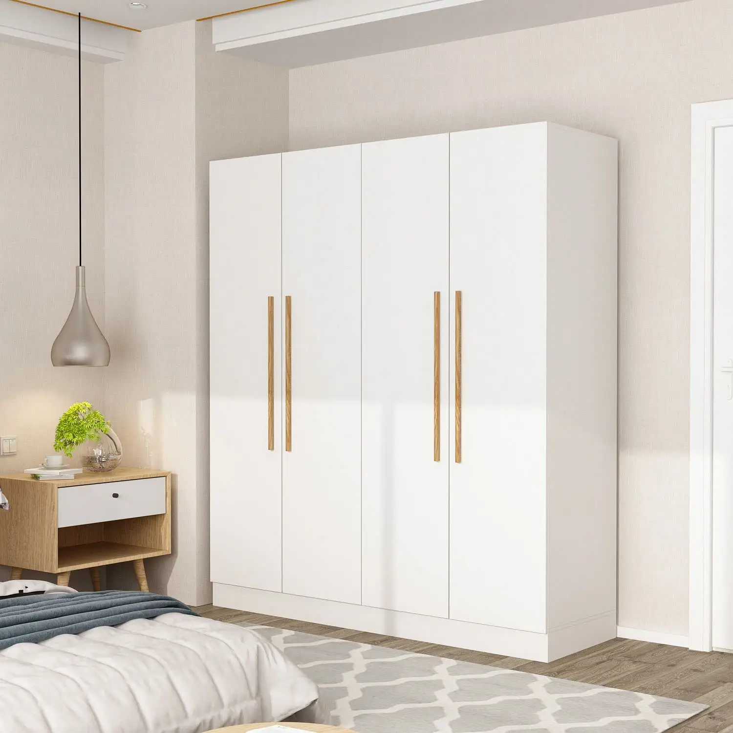 Puerta moderna MDF ropa de madera espejo dormitorio armario muebles de dormitorio armario