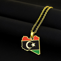 Collier pendentif drapeau de la Libye vintage, style ethnique, unisexe, en acier inoxydable, accessoire de mode, vente chaude