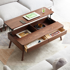 Elevating Modern Durable Coffee <b>Table</b> with Storage 100% <b>Solid</b> Oak <b>Wood</b> <b>Top</b> Plate for Bedroom and Hotel Use - Product Image 6