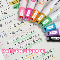 Stylos marqueurs à rouleau pour papeterie avec 8 formes de courbes différentes, séchage rapide, motifs mignons, lignes courbes colorées, surligneurs pastel