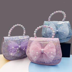 Wholesale Cute Princess Handbag With Bow Design Children <b>Mini</b> Candy Crossbody <b>Bag</b> Baby Gift - Product Image 1
