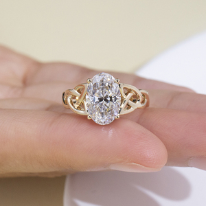 Anillo de compromiso de oro amarillo de 14 quilates con diamante de corte ovalado MSR-2187 para mujer - Product Image 2