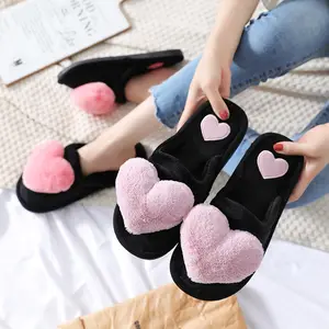 Hete Verkoop Gesloten Teen Hart Pluche Vrouwen Binnenshuis Slippers