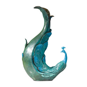 <b>Copper</b> Art Workshop Peacock <b>Vase</b> <b>Copper</b> Metal Handmade Ornament Tabletop Decoration Living Room Entrance Hall Decor - Product Image 1