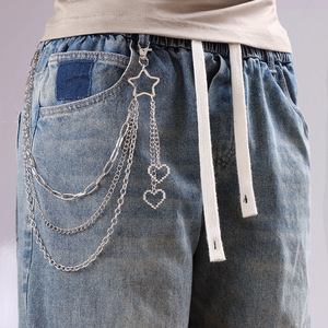 Yueli Five-pointed Star Pattern Multi Layer Pants <b>Chain</b> Zinc Alloy Waist <b>Chain</b> for Casual Hip Hop Style Denim <b>Jeans</b> Accessory - Product Image 2