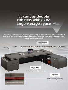 Di fascia alta a forma di L scrivania e sedia combinazione con bordo curvo e armadietti semplice Design moderno per ufficio - Product Image 4