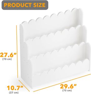 Étagère à livres Montessori à 3 niveaux à bords festonnés pour les tout-petits, meuble de rangement en bois pour le salon avec une grande capacité et un design vintage - Product Image 2