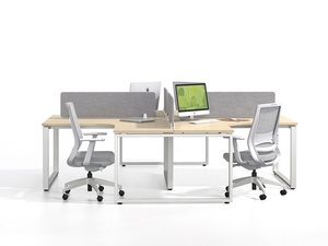 Mobilier de bureau moderne, panneau de particules, ordinateur de bureau pour 4 places, cadre en acier métallique, station de travail, bureau - Product Image 3