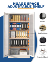 Armoire de rangement en acier moderne verrouillable avec porte en verre transparent, étagères réglables pour bureau, bureau à domicile, atelier et école