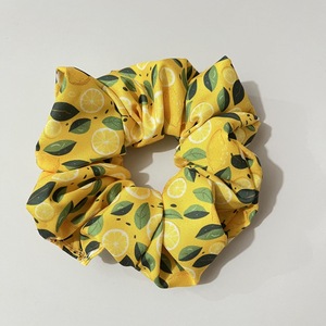 Spring Summer Colorful Lemon Printed Fabric Scrunchies Women 10cm Sweet Hair <strong>Accessories</strong> Beautiful Girl Ponytail <strong>Braid</strong> Hair Tie - Product Image 2