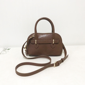 Women's Genuine <b>Leather</b> Bowling Bag With Removable Strap And Chain Charm Classic Style Daily Use Handbag - Product Image 2