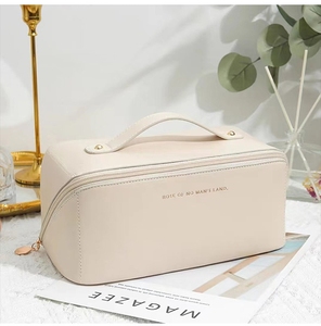 Bán buôn công suất lớn PU da không thấm nước mỹ phẩm Túi xách tay trang điểm Túi với dây kéo cho vệ sinh cá nhân trường hợp - Product Image 3